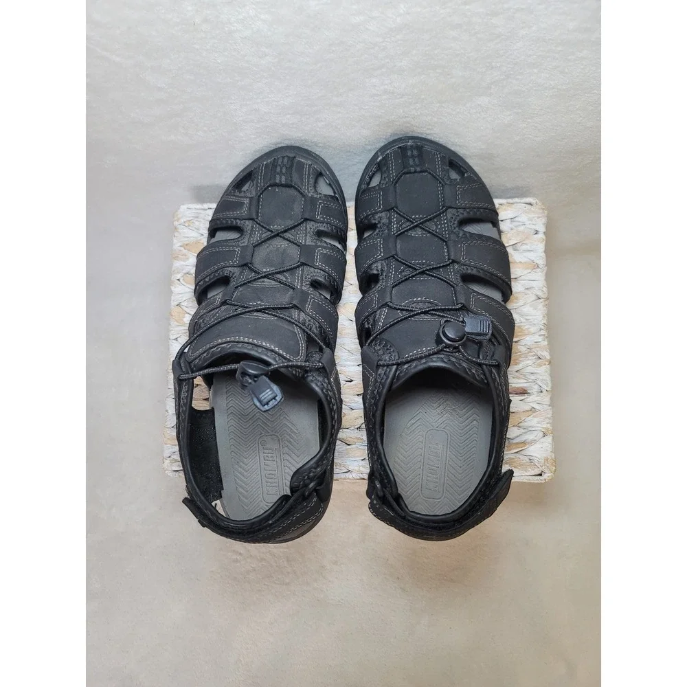 Khombu Fisherman Outdoor Hiking‎ Sandals Minimalist Camping Bungee Black Size 10